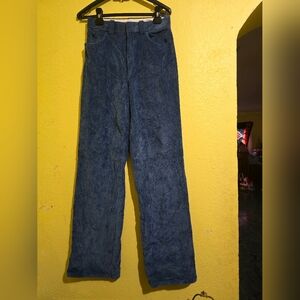 Helmut Lang wide leg ribbed corduroy blue pants sz 0